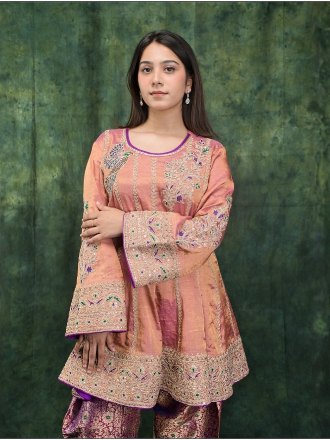 18 Peach Embroidered Kurta Dress - Image 1