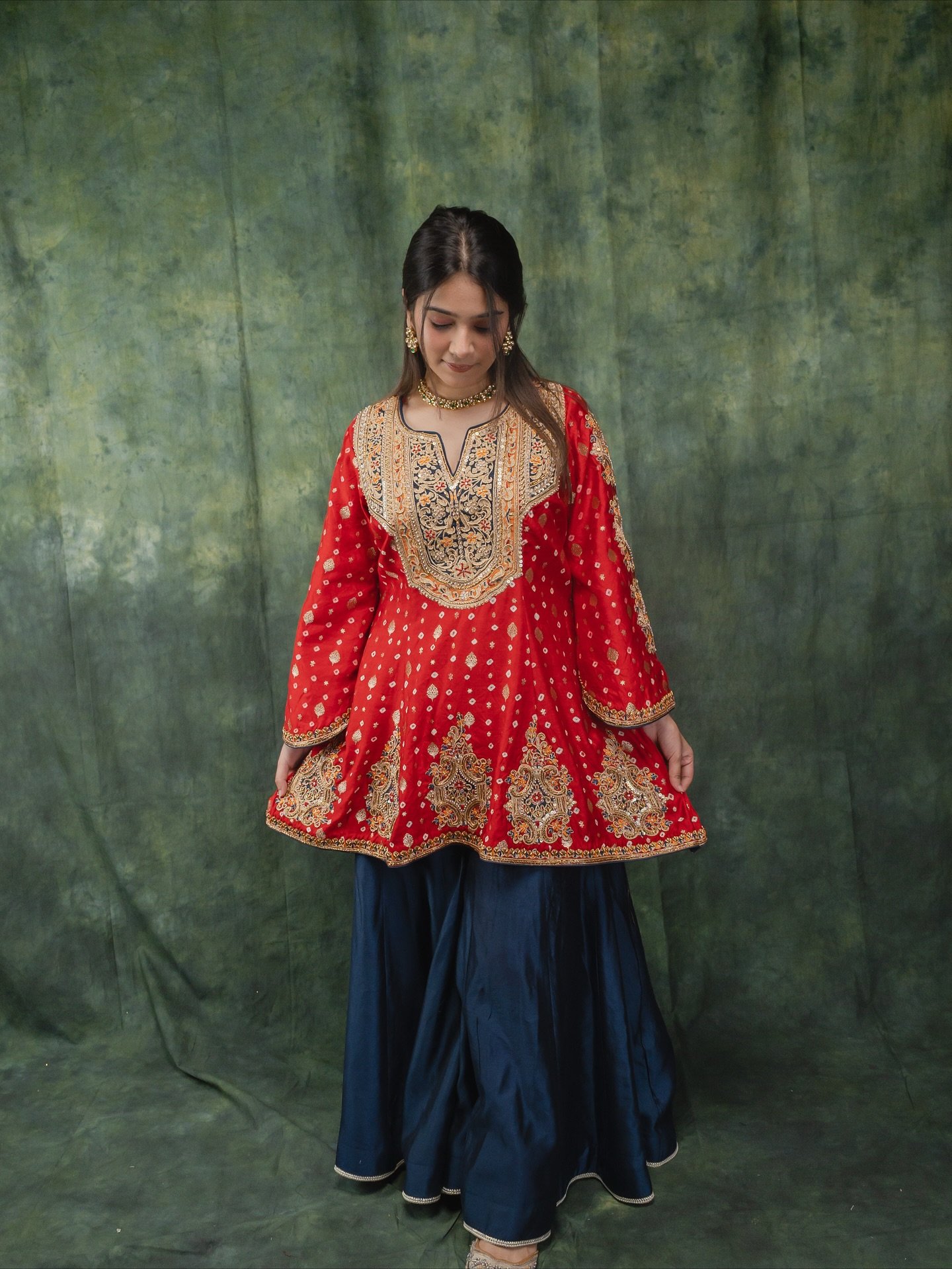 580629957_18024454004758283_5679761056891415109_n Red Embroidered Peplum Set - Image 1